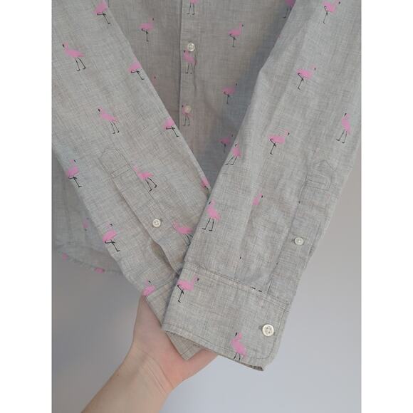 Bonobos Men's Slim Fit Pink Flamingo Button Down Shirt Size S Gray Casual Spring - Picture 5 of 8